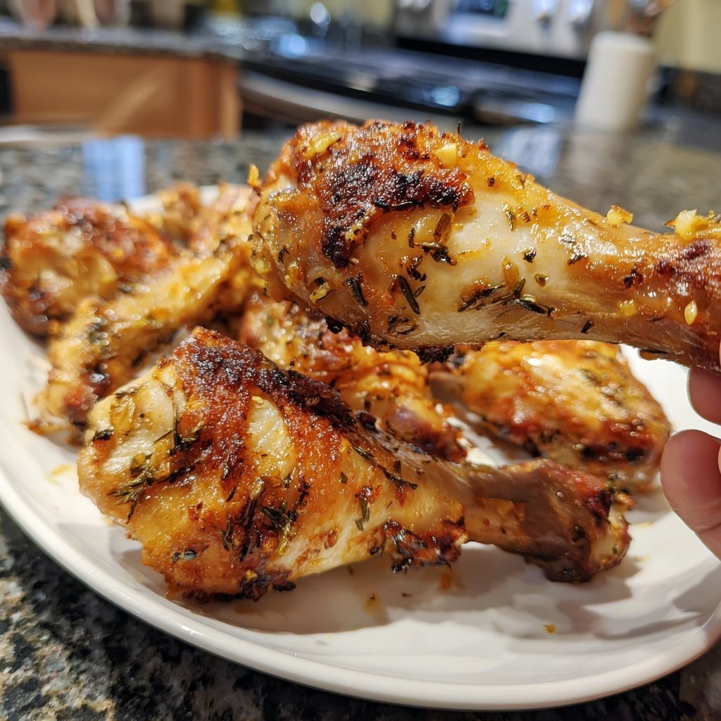 Gebackene Hühnchenkeulen mit Knoblauch