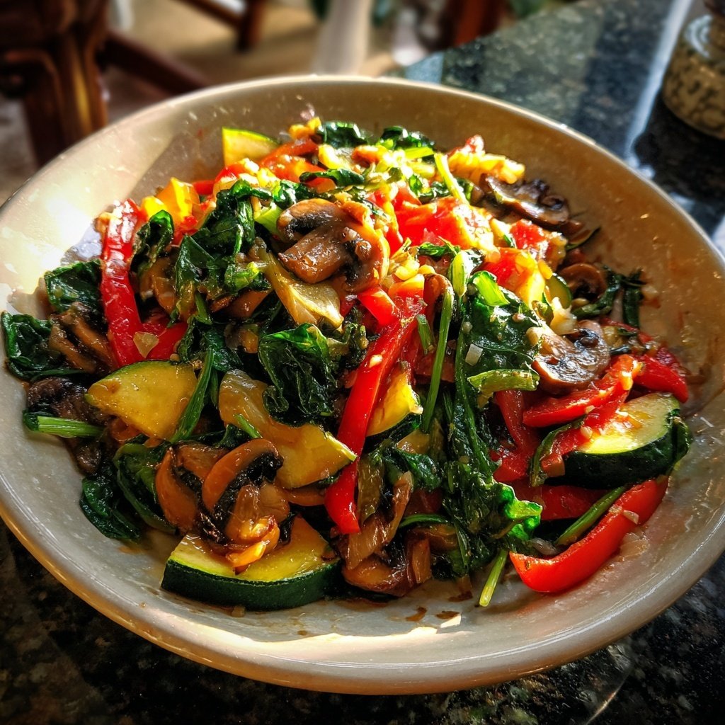 Kalorienarme Gemüsepfanne Mit Spinat