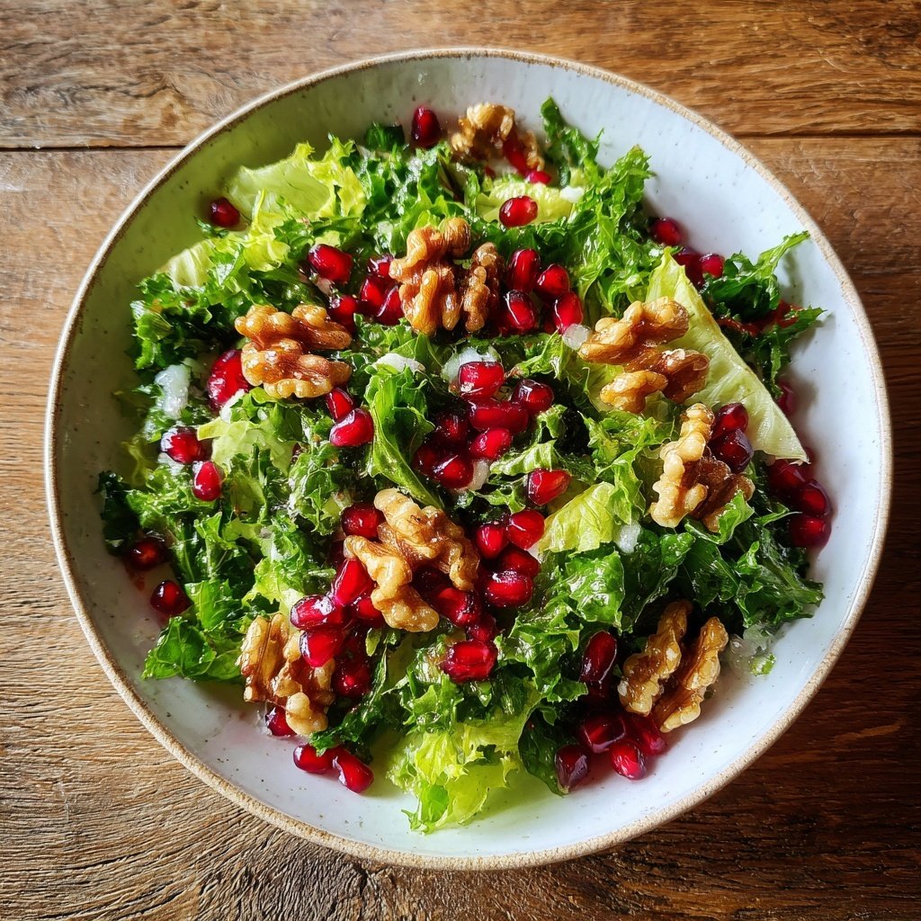 Grünkohlsalat mit Granatapfel und Walnüssen