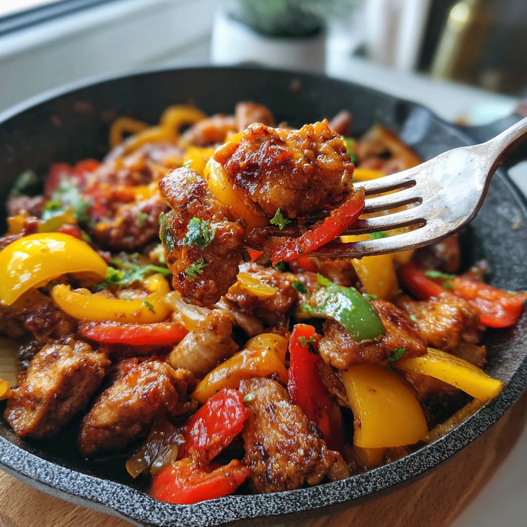 Kalorienarme Hähnchen Pfanne Mit Paprika