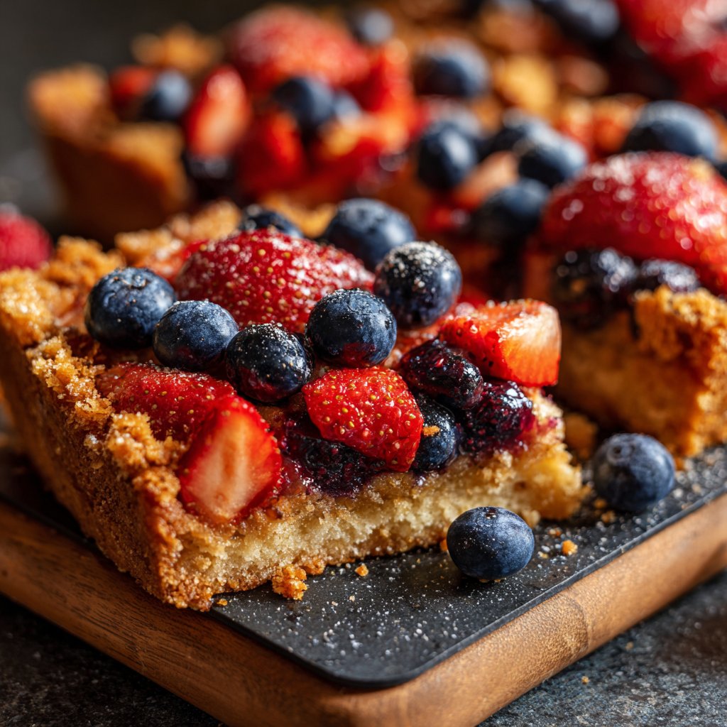 Blechkuchen mit Früchten der Saison